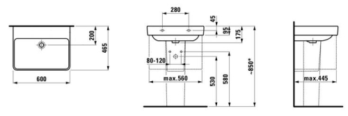 Laufen Pro S 60x46,5 cm mosdó csaplyuk nélkül H8109630001091 (8.1096.3.000.109.1)