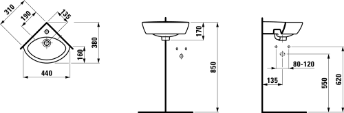 Laufen Pro B 44x38 cm sarok kézmosó H8169580001041 (8.1695.8.000.104.1)