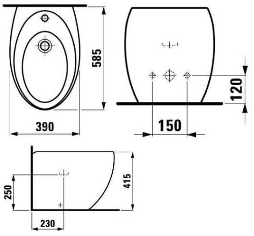 Laufen ILBAGNOALESSI ONE álló bide H8329714003041 (8.3297.1.400.304.1)