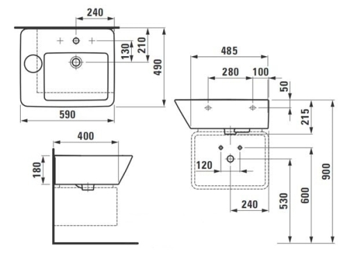 Laufen ILBAGNOALESSI DOT 59x49 cm mosdó H8109024001041 (8.1090.2.400.104.1)
