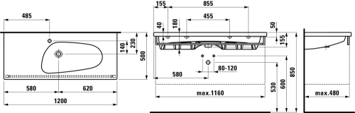 Laufen Palomba Collection 120x50 cm mosdó H8148060001041 (8.1480.6.000.104.1)