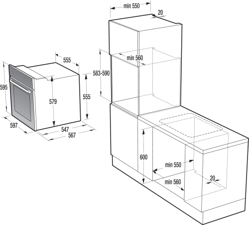 Gorenje ORA-ITO beépíthető elektromos sütő, fekete BO637ORAB