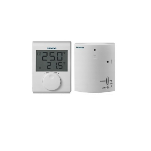 Siemens RDH100RF/SET vezeték nélküli (rádiófrekvenciás) elemes szobatermosztát LCD-kijelzővel