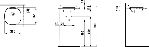 Laufen INO 35x36,5 cm beépíthető mosdó H8173010001091 (8.1730.1.000.109.1)