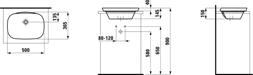 Laufen INO 50x36,5 cm beépíthető mosdó H8173020001091 (8.1730.2.000.109.1)