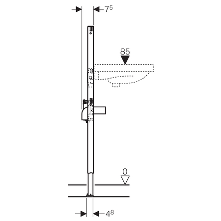 Geberit Duofix mosdó szerelőelem, 112 cm, álló csaptelep falsík alatti vezérlődobozzal 111.551.00.1