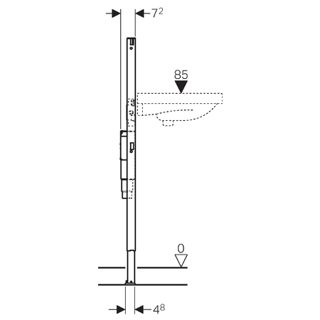 Geberit Duofix mosdó szerelőelem, 112 cm, álló csaptelep falsík alatti vezérlődobozzal, falsík alatti szifonnal 111.556.00.1