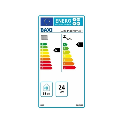 BAXI Luna Platinum 33+ ERP kombi kazán, kondenzációs, fali, F:28kW, HMV:33kW, IPX5D (BAX_LUNAPLATINUM33P)