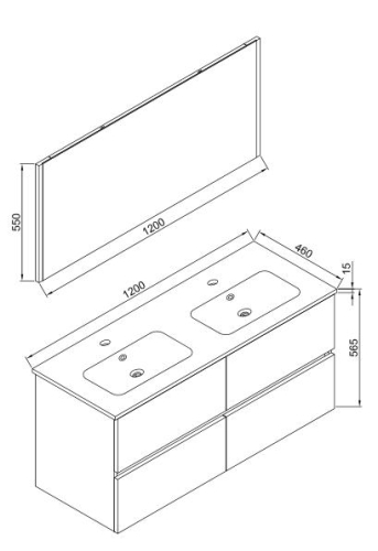 Wellis MyLine Spa Elois 120 komplett fürdőszobabútor szett SZP-WE9 (WB00273, WB00274, WB00275)