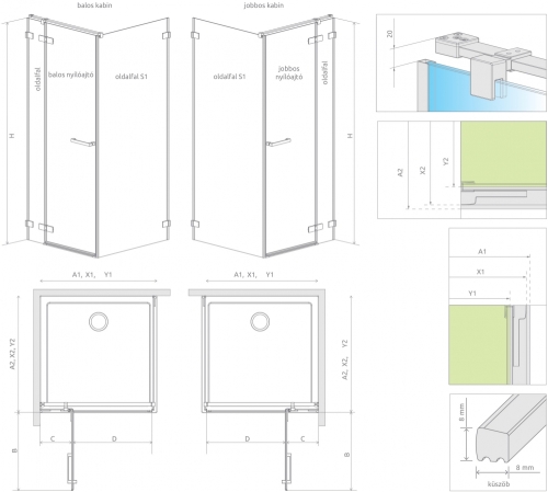 Radaway Arta S1 90 oldalfal (386021-03-01)