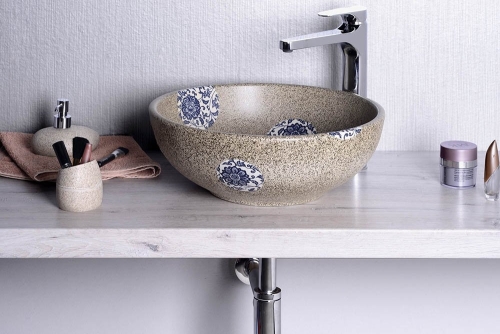 Sapho PRIORI kerámia mosdótál átmérő 42cm, kék mintával (PI018)