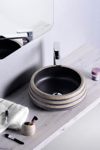 Sapho PRIORI kerámia mosdótál átmérő 41cm fekete/kő (PI021)