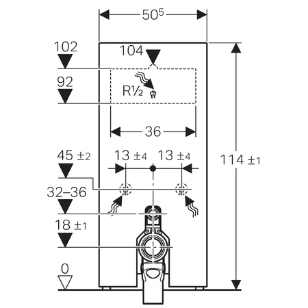 Geberit Monolith szanitermodul talpon álló WC-hez, 114 cm, fekete üveg 131.033.SJ.5