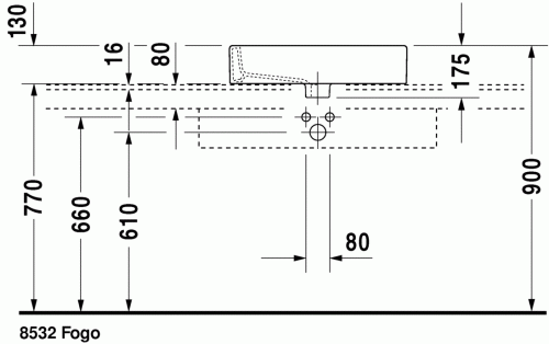Duravit Vero 59,5x46,5 cm ráültethető mosdót 0452600000