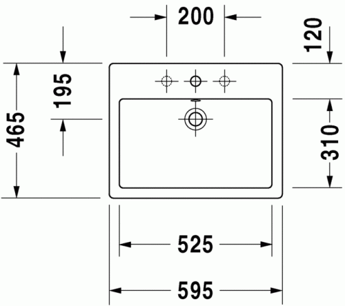 Duravit Vero 59,5x46,5 cm ráültethető mosdót 0452600000