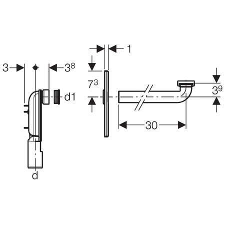 Geberit falsík alatti szifon mosdókagylóhoz, beépítő készlettel, króm 151.126.21.1