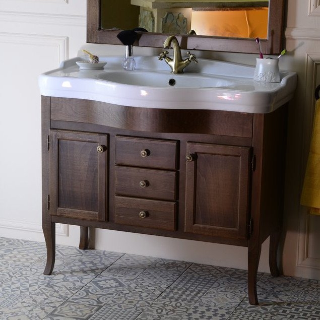 Sapho RETRO Mosdótartó szekrény 2 ajtóval, 3 fiókkal, 93x80x46,7 cm, bükk (1660)