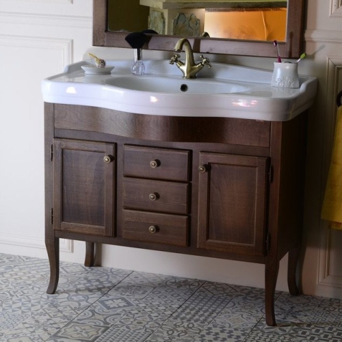 Sapho RETRO Mosdótartó szekrény 2 ajtóval, 3 fiókkal, 93x80x46,7 cm, bükk (1660)