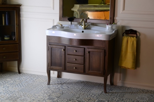 Sapho RETRO Mosdótartó szekrény 2 ajtóval, 3 fiókkal, 93x80x46,7 cm, bükk (1660)