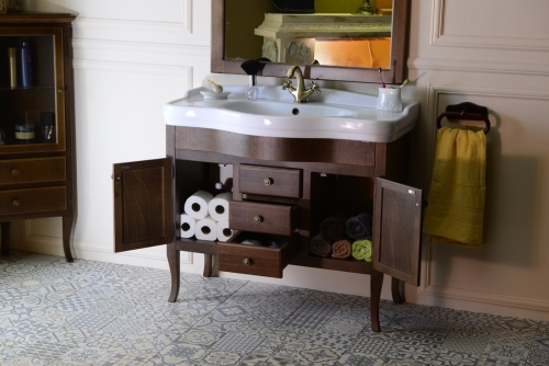 Sapho RETRO Mosdótartó szekrény 2 ajtóval, 3 fiókkal, 93x80x46,7 cm, bükk (1660)