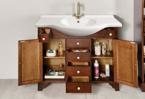 Sapho GALLO WOOD GALANTA ORCHIDEA mosdótartó szekrény, 2 ajtóval, 6 fiókkal, 99,5x82x33cm, tömör fa/mahagóni 1698