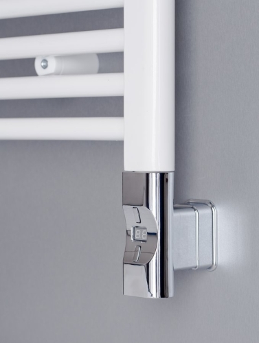 Sapho elektromos termosztátos fűtőpatron radiátorhoz, távirányítóval, 600W, D forma, króm (HVD-600C)