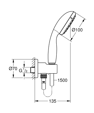 Grohe New Tempesta 100 zuhanyszett beépített fali csatlakozóval 26406 000 (26406000)