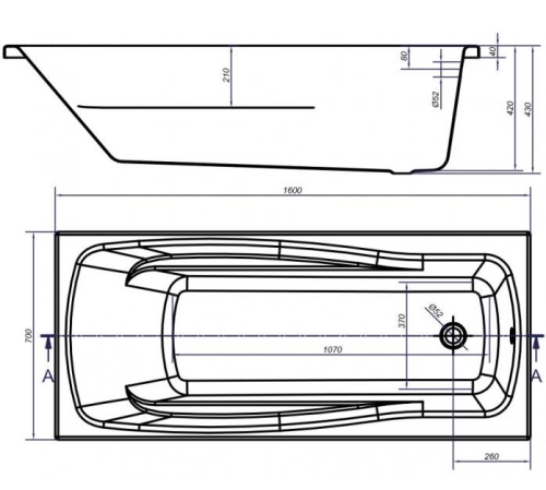 Cersanit Lana 160x70 cm-es egyenes kád S301-162