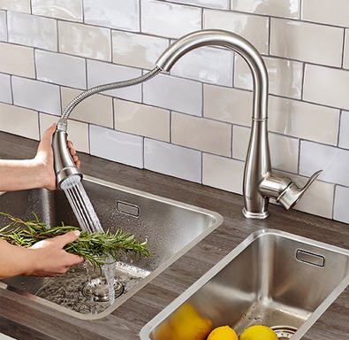 Grohe Parkfield egykaros kihúzható zuhanyfejes mosogató csaptelep, supersteel 30215 DC0 (30215DC0)