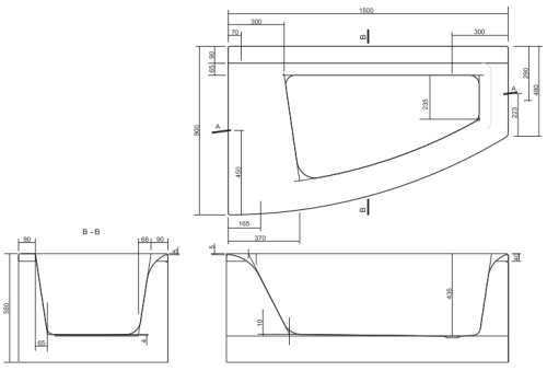 Cersanit Virgo Max 150x90 cm aszimmetrikus kád, jobbos S301-130