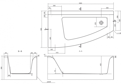 Cersanit Virgo Max 160x90 cm aszimmetrikus kád, jobbos S301-132