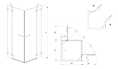 Radaway Euphoria KDD 90 B zuhanyajtó (383060-01L)