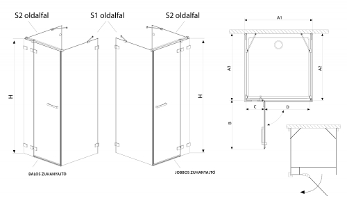 Radaway Euphoria KDJ+S 90 B zuhanyajtó (383612-01L, 383221-01L)