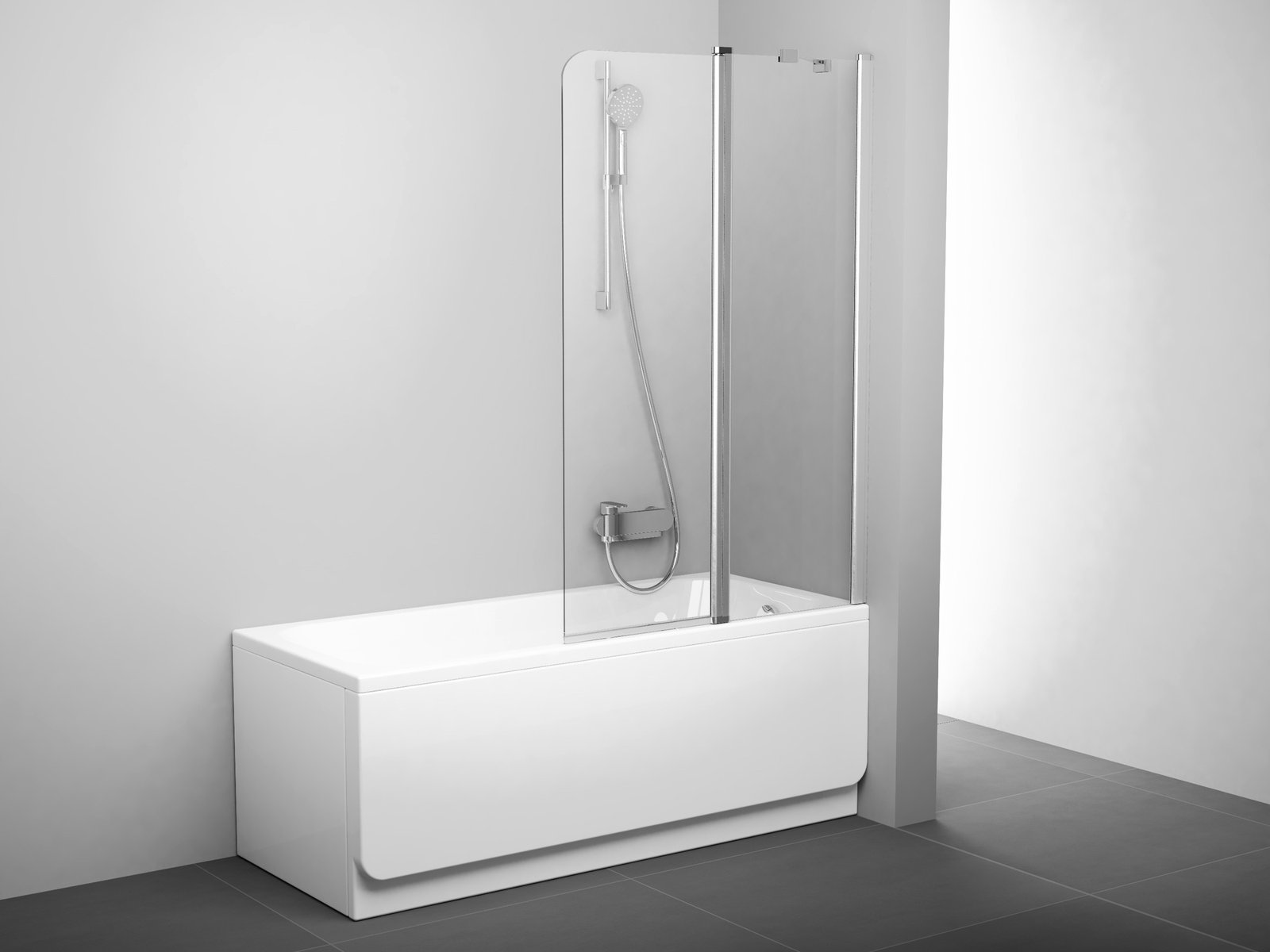 Ravak CVS2 100 cm jobbos kádparaván Transparent üveggel, szatén 7QRA0U00Z1