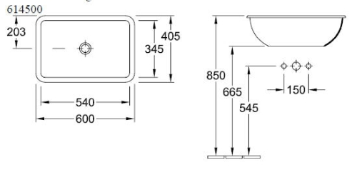 Villeroy & Boch Loop & Friends 60x40,5 cm beépíthető mosdó 61450001 (6145 00 01)
