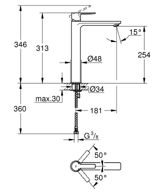 Grohe Lineare egykaros mosdócsaptelep XL-méret, supersteel 23405 DC1 (23405DC1)