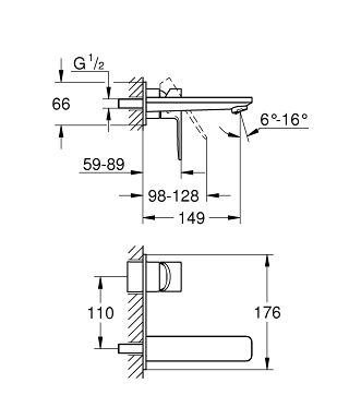 Grohe Lineare egykaros fali mosdócsaptelep M-méret, supersteel 19409 DC1 (19409DC1)