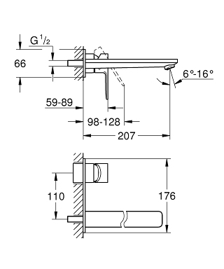 Grohe Lineare egykaros fali mosdócsaptelep L-méret, króm 23444 001 (23444001)