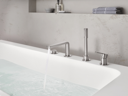 Grohe Lineare 4-lyukú perembe építhető kádtöltő csaptelep, supersteel 19577DC1