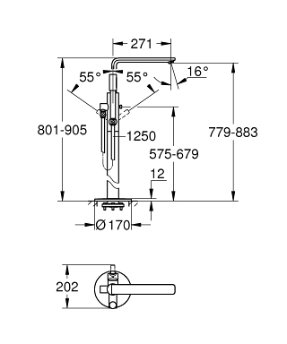 Grohe Lineare szabadonálló kádtöltő csaptelep, króm 23792 001 (23792001)