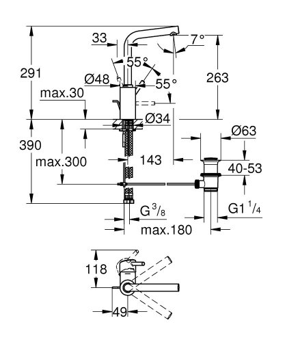 Grohe Concetto egykaros mosdócsaptelep L-méret, króm 23739 001 (23739001)