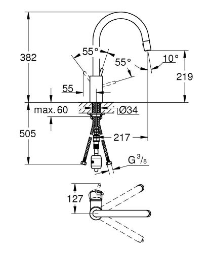 Grohe Concetto egykaros mosogató csaptelep, supersteel 31483 DC1 (31483DC1)
