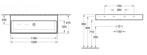 Villeroy & Boch Memento 120x47 cm mosdó csaplyuk nélkül 5133C601 (5133 C6 01)