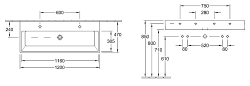 Villeroy & Boch Memento 120x47 cm mosdó, túlfolyó nélkül 5133C101 (5133 C1 01)