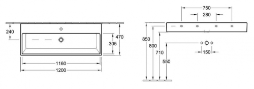 Villeroy & Boch Memento 120x47 cm mosdó, túlfolyó nélkül 5133C201 (5133 C2 01)