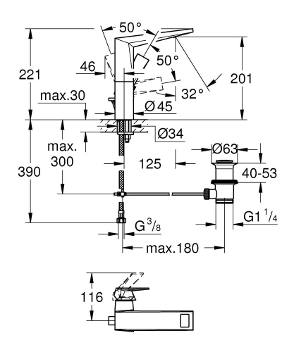 Grohe Allure Brilliant egykaros mosdócsaptelep L-méret 23109 000 (23109000)