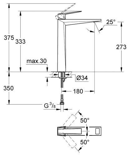Grohe Allure Brilliant egykaros mosdócsaptelep XL-méret 23114 000 (23114000)