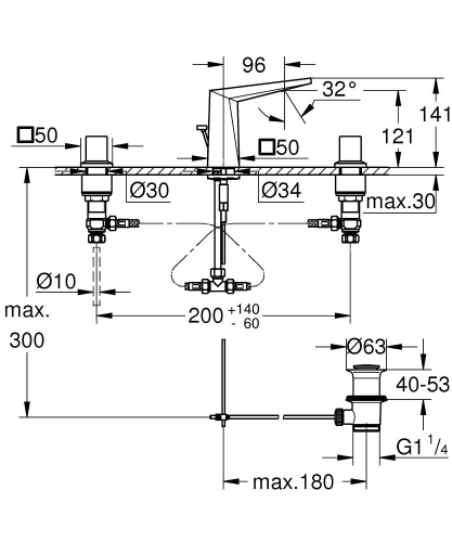 Grohe Allure Brilliant 3-lyukas mosdócsaptelep S-méret 20342 000 (20342000)