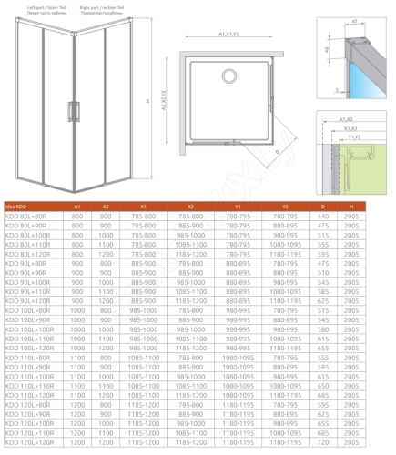 Radaway Idea KDD 120 R zuhanyajtó (387064-01-01R)