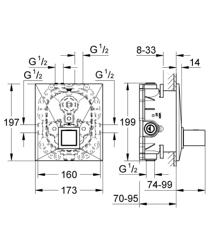 Grohe Allure Brilliant falba épített központi termosztát 19887 000 (19887000)